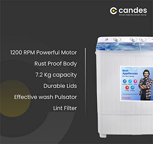 Image of Candes Washing machine Variation (7.2 Kg, Blue & White)