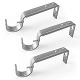 IHRDNNR Curtain Rod Holders Silver Heavy Duty Adjustable Rod Brackets for 7/8 or 1 Inch Rods, Set of 3 (Silver)