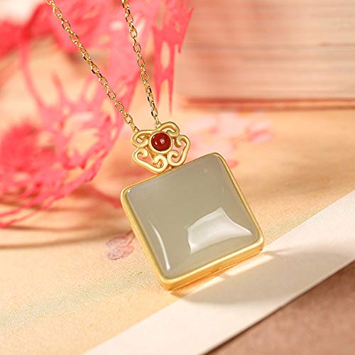 Saphir de Jade Hotan d'Exception | Collier en Argent 925 Doré