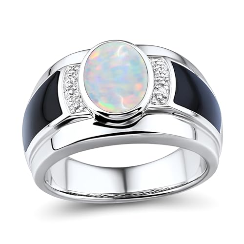 2CT Oval Cut Gemstone with Moissanite Side Stone Engagement Rings for Men 10K 14K 18K Gold Birthstone Luxury Wedding Band Men's Rings Anniversary Jewelry Gifts for Him/Father/Husband