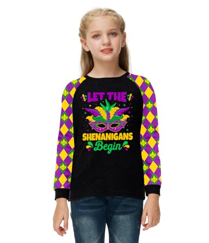 Image of Remimi Girls Thanksgiving Shirts Buffalo Plaid Raglan Tee Cute Turkey Holiday Party Long Sleeve Tshirt 5-14 Years