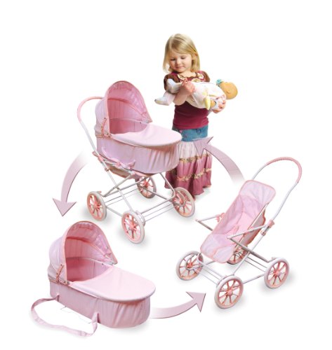 Badger Basket Toy Doll Just Like Mommy 3-In-1 Doll Pram Stroller And Carrier For 22 Inch Dolls - Pink/Gingham #TOP5