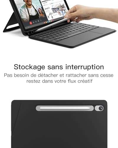 Clavier Azerty Samsung Galaxy Tab S9 FE Support Stylet Idéal Télétravail et Café - 6