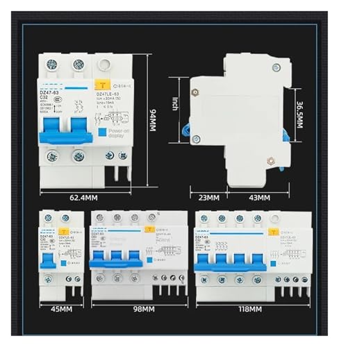 Disjoncteur DZ47LE-63 2P 63A avec protection différentielle fuite