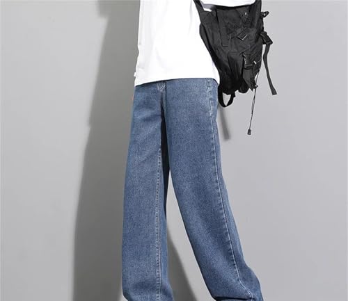 Mens Jeans Casual Long Classic Straight Denim Wide-Leg Pants Solid Colors Vintage Comfortable3