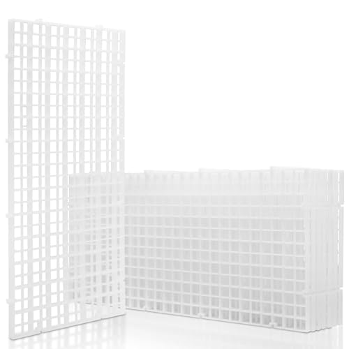 Image of LINLAN 8 Pieces 5.9x11.8in (15X30cm) Aquarium Grid Plastic, Fish Tank Divider, Egg Crate for DIY Filtration and Bottom Protection in Aquascaping(White-No Accessories)