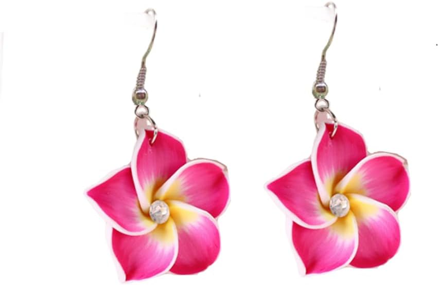 Hawaiian Plumeria Rubra Dangle Earrings Bohemia Tropical Flower Dangle Earrings Luau Beach Party Accessories for Women Jewelry