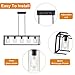 VINLUZ Farmhouse Chandeliers Rectangle Black 5 Light Dining Room Lighting Fixtures Hanging, Kitchen Island Cage Pendant Lights Contemporary Modern Ceiling Light with Glass Shade Adjustable Rods