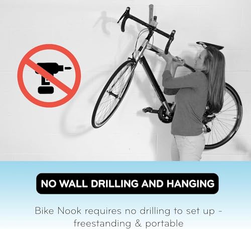 Image of Bike Nook Stand & Vertical Storage Rack - 4 Pack with connectors- The Original Vertical Bicycle Floor Stand for Garage Storage and Indoor and Outdoor use, No Drilling Required