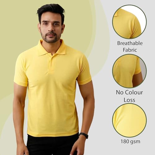 Image of INKKR Men's Polo Neck Half Sleeve Solid T-Shirts