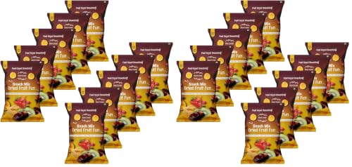 Image of Khari Foods Dried Fruit Fun Snack Mix, 8 in 1 Trail Mix of Dried Dates, Apricots, Kiwi, Mango & More, Fibre & Antioxidants Rich, No Additives (40g x 10) (Pack of 2)
