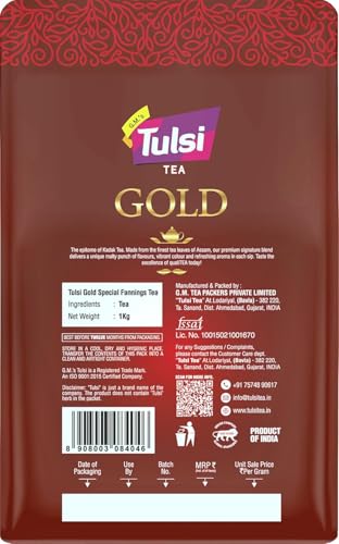 Image of Tulsi Gold Tea Special Fannings | Premium Chai | Assam Tea Leaves | Kadak & Aromatic Blend for Quality Chai Lovers (1kg + 1kg)