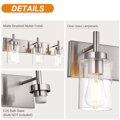 VINLUZ 4 Lights Bathroom Vanity Light Fixture Brushed Nickel Sconces Wall Lighting Modern Industrial Indoor Wall Mounted Lamp for Kitchen Dining Room (Patent No.: US D958,438 S) by VINLUZ - Image 5