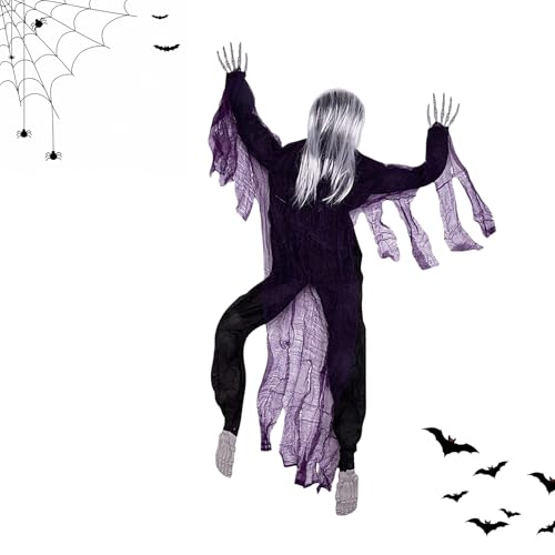 Generisch Klettern Halloween Dekorationen - Spooky Untote Requisite, Realistische Horror -Display | Hängende Lebensgroße Kreatur, Furchterregendes Wandkriechskelett Design, Haltbar