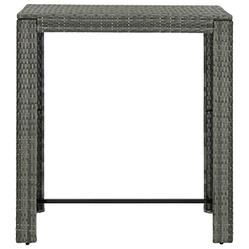 Table de bar haute Tomostar en résine tressée grise pour optimiser les petits balcons - 4