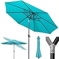 Tempera 9ft Patio Market Outdoor Table Umbrella with Push Button Tilt and Crank,Large Sun Umbrella with Sturdy Pole&Fade resistant canopy,Easy to set, Turquoise