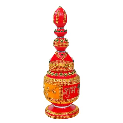 Wooden Handmade Round Sindoor Box with Meena Work Refillable Case Multicolour H 11 L 3.5 W 3 Inch | Sindoor_Dani027