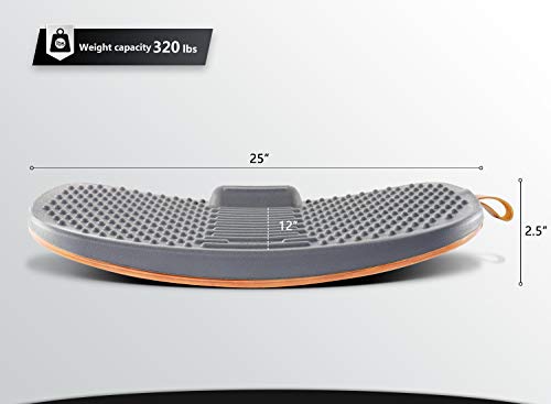 Image of FEZIBO Standing Desk Mat with Anti Fatigue Bar, Wooden Wobble Balance Board with Ergonomic Design Comfort Floor Mat