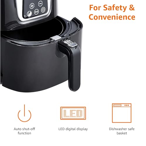 Amazon Basics Friggitrice ad aria digitale, compatta e multifunzione, 4 litri, Nero/Cromo - immagine 5