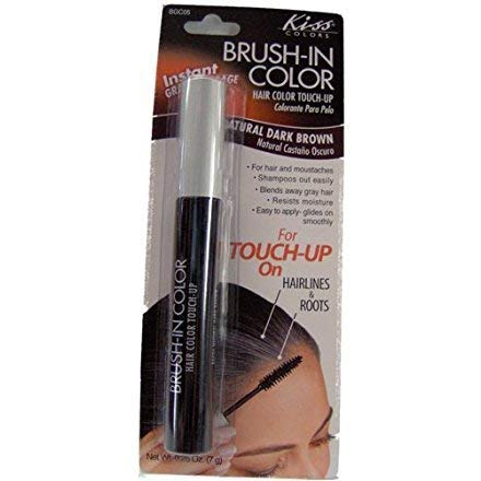 Hair Color Touch up Stick kiss Colors Brush in Colors for Hair and Moustaches Instant Temporary, Natural Dark Brown