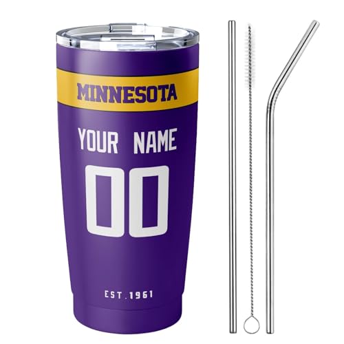Image of ANTKING Minnesota Tumbler 20 oz Travel Coffee Cup Custom Name Number for Men Women Boy Gifts