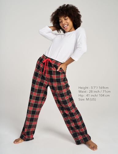 Image of LAPASA Women's Flannel Pajama Pants with Pockets & Drawstring L74 | Comfy flannel lounge sleep PJ pants with cozy warmth and soft comfort, perfect for relaxing, sleeping, and home wear.