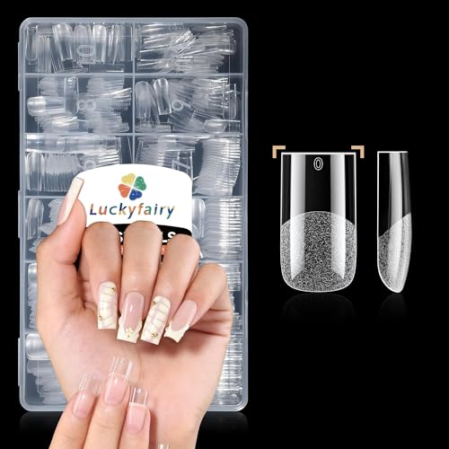 Image of Luckyfairy Medium Square Nail Tips 504Pcs Sharp Square Pre-Shaped