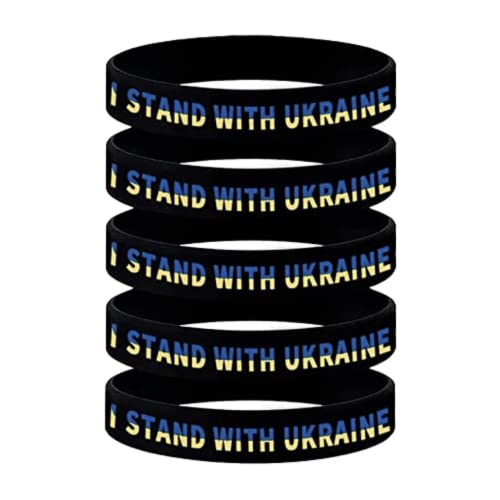 TrendyLuz Bands Ukraine Ukrainian Silicone Wrist Band Bracelet Wristband BLACK, 8 inch