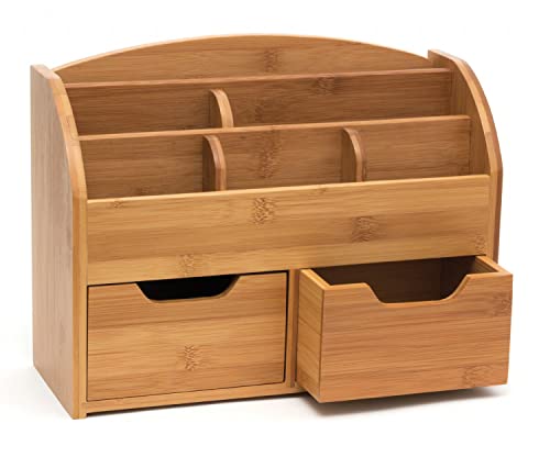 Lipper International 809 Bamboo Wood Space-Saving Desk Organizer, 13" X 10" X 5 3/8" #TOP16