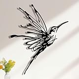 3D Metal Hummingbird Wall Art - Unique Black Outdoor Garden Decor, Waterproof Bird Sculpture for Patio, Living Room, Bedroom & Bathroom