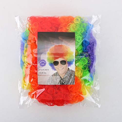 Free Beauty Fluffy Afro Synthetic Clown Wig For Men Women Cosplay Anime Party Christmas Halloween Fancy Funny Wigs (Rainbow) #TOP6