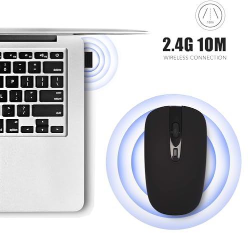 Image of cimetech Wireless Computer Mouse, 2.4G Slim Cordless Mouse Less Noise for Laptop Ergonomic Optical with Nano Receiver USB Mouse for Laptop, Deskbtop, Mac (BAT Black)