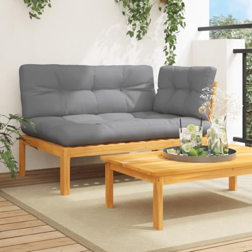 Vetnasa Sofá de Esquina de palets de jardín con Cojines Madera Acacia Mobiliario, Muebles de jardín, Asientos de Exterior, Sofás de Exterior Gris 21,45 KG