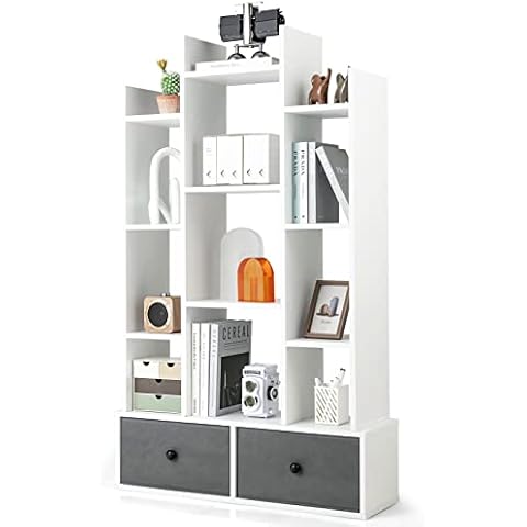 COSTWAY 12-Tier Tree Bookshelf with Drawers Cover