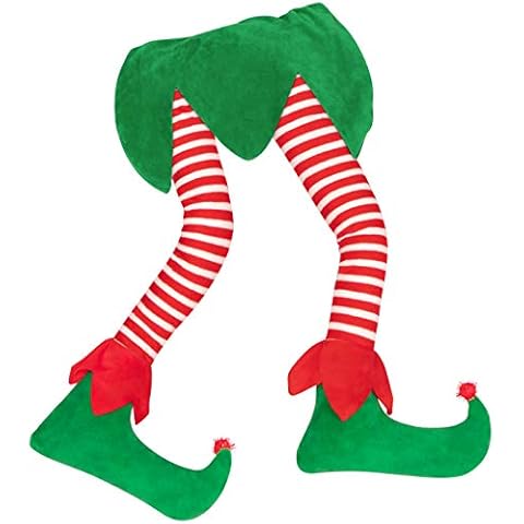 23” Christmas Elf Stuffed Legs Stuck Tree Topper Decorations -Xmas Holiday Indoor Outdoor Decor Party Ornaments Cover