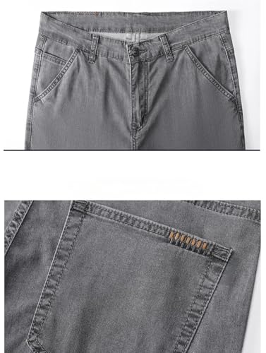 Hndudnff Men Thin Jeans Slim with Pockets Zipper Denim Pants Business Breathable Trousers3