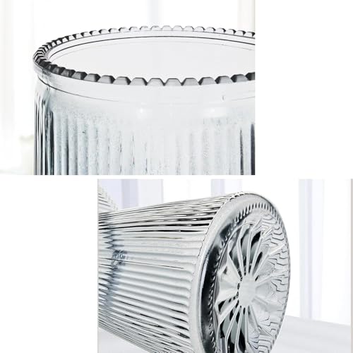 Image of Incrizma Glass Vase for Flower Modern Vase Home Decor for Centerpiece Table Living Room, Bedroom Wedding Housewarming Decorations Vases RibbedVase (19 cm - Smoke Gray)