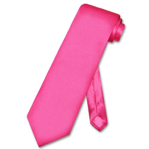 Men's SILK Dress Vest & NeckTie Solid HOT PINK FUCHSIA Color Neck Tie Set3
