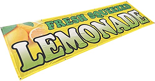 4 Less Co 3x10 Ft FRESH SQUEEZED LEMONADE Banner Sign Polyester Fabric yb