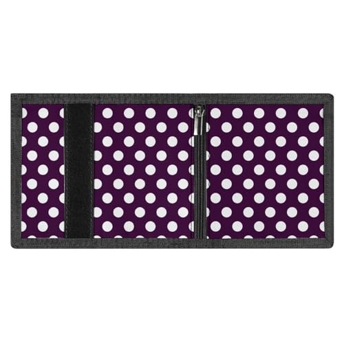 Dark Purple Polka Dot Print Wallet for Men, 8 Credit Card Holder Slim Minimalist Front Pocket Small Mens Bifold Wallets3
