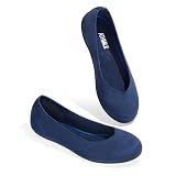 ATHMILE Women's Ballet Flat Shoes Round Toe Slip on Women Flats Knit Flat Shoes for Women for Dressy Casual Office Work Wedding Comfort Soft Blue Size 8