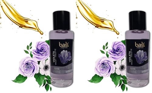 Bali fragancias Esencia al Aceite de Violeta para Humidificador. Ambientador Dulce y Floral en Esencia para Difusor. Aceite Natural para Quemador de Aromaterapia. 50 ml (Paquete de 2)