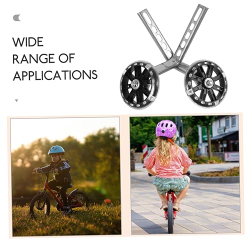 Ruedas de entrenamiento para bicicleta UPKOCH LED con luz intermitente, resistente al desgaste, para principiantes, negro, soporte silencioso para ciclismo para niños miniatura 3