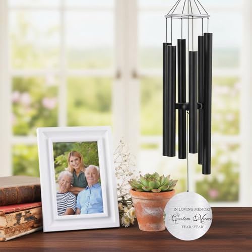 Image of Personalized 30 inch Memorial Wind Chimes for Outside, Bereavement Gift in Remembrance of a Loved One, Sympathy Gift for Loss of Mother Father Husband, Garden Patio Decor