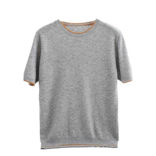 Splicing Together Cashmere Pullover Men Solid Wool Sweater O-Neck Short Sleeve Business Casual Soft Warm Clothing Tops