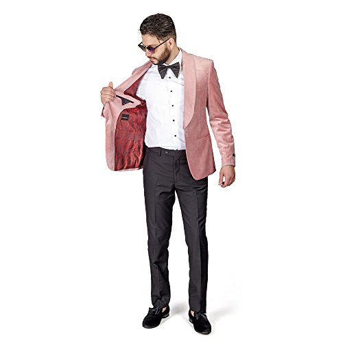 AZAR MAN Slim Fit 1 Button Velvet Shawl Lapel Tuxedo2