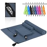 Pameil Microfibre Towel,3 Set(80 x 40cm x2 +160 x 80cm) Large Microfibre,Quick Dry Towel,Gym Workout Travel Swimming Beach Camp Outdoor Hiking (Navy blue) (Navy blue)