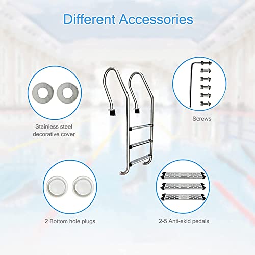 Escalera para piscina de acero inoxidable con 5 peldaños miniatura 2
