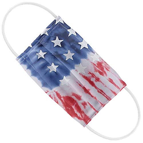 Kids American Flag Tie Dye 1-Ply Reusable Face Mask Covering with Adjustable Nose Wire