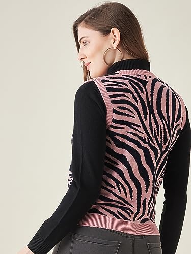 Image of Modeve Printed V Neck Sleeveless Sweater for Women||Winterwear||